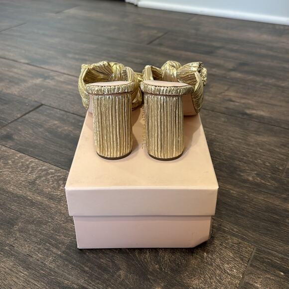 Loeffler Randall Penny Gold Pleated Bow Heel BNIB size 7.5 - Picture 4 of 7